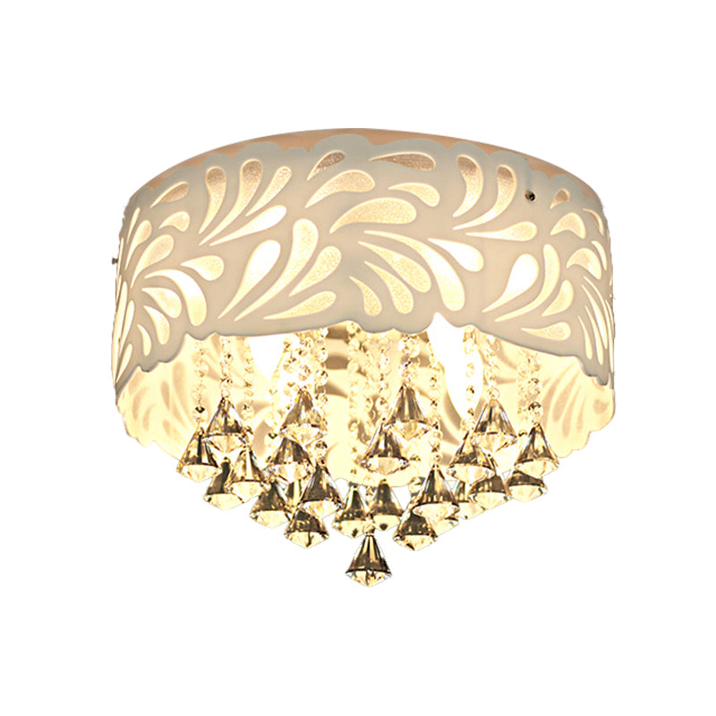Modern Clear Crystal Flushmount Ceiling Light Fixture - 18/23.5/12.5" Width, 8/12-Bulb/LED, with Drum Shade