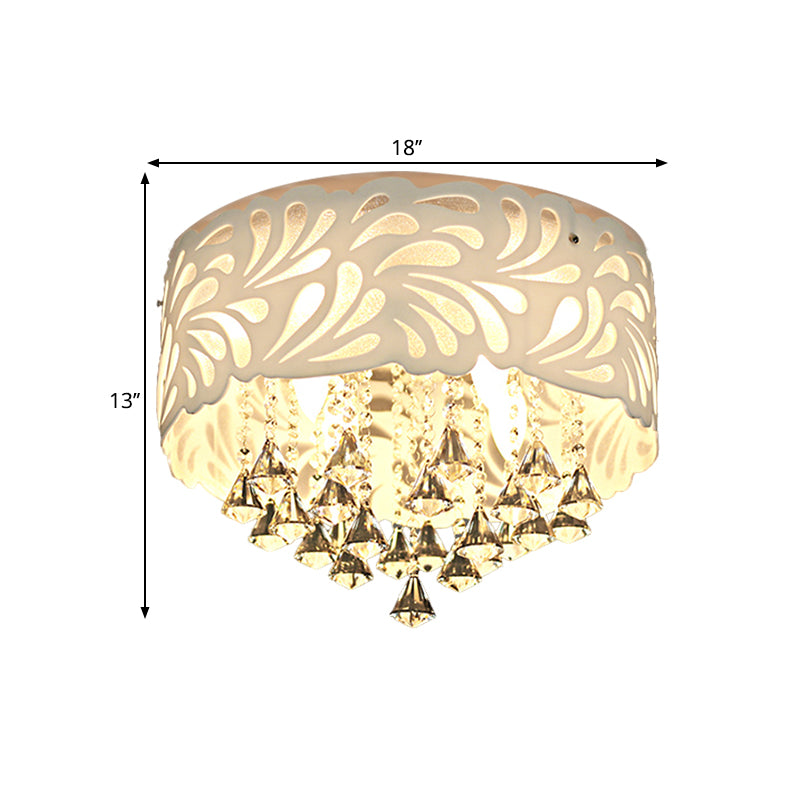 Modern Clear Crystal Flushmount Ceiling Light Fixture - 18/23.5/12.5" Width, 8/12-Bulb/LED, with Drum Shade