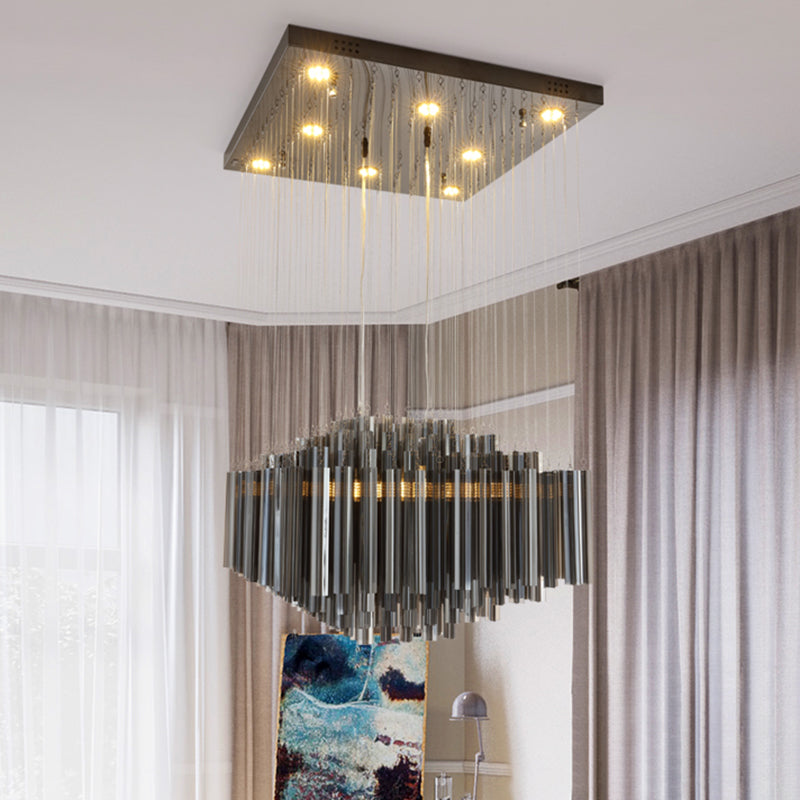 Modern Black Hexagon LED Crystal Ceiling Light for Dining Room Hanging