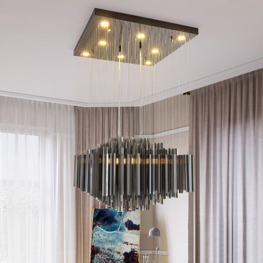 Modern Black Hexagon LED Crystal Ceiling Light for Dining Room Hanging