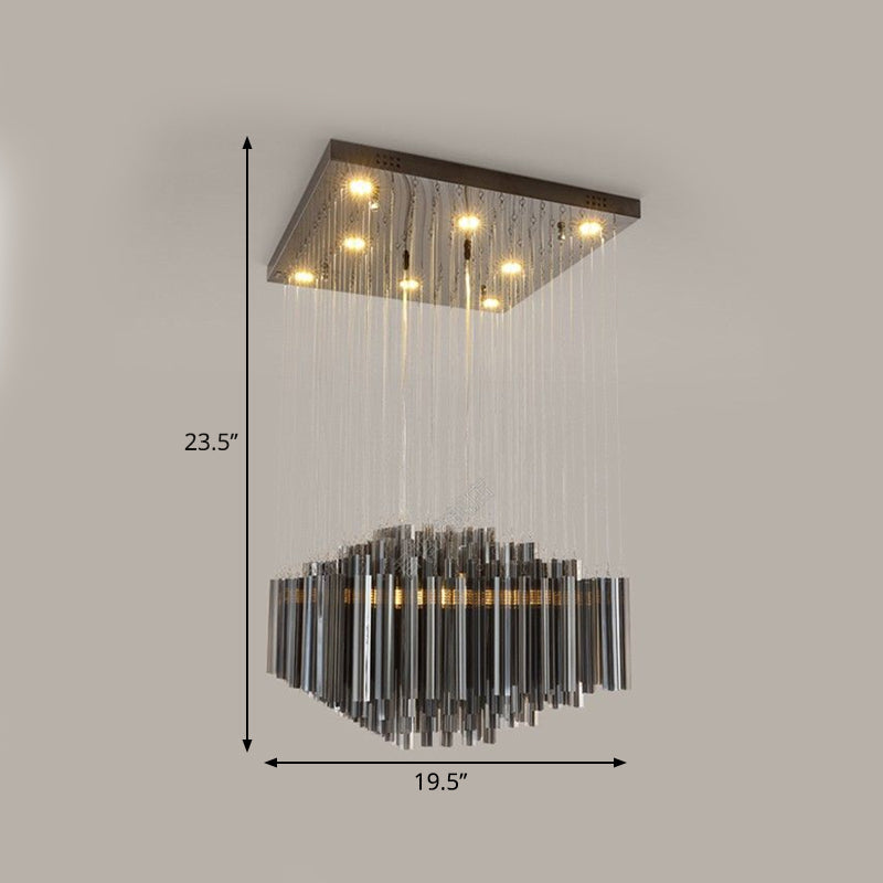 Modern Black Hexagon LED Crystal Ceiling Light for Dining Room Hanging