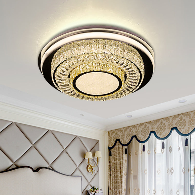 Plafonnier LED rond en cristal avec finition chromée