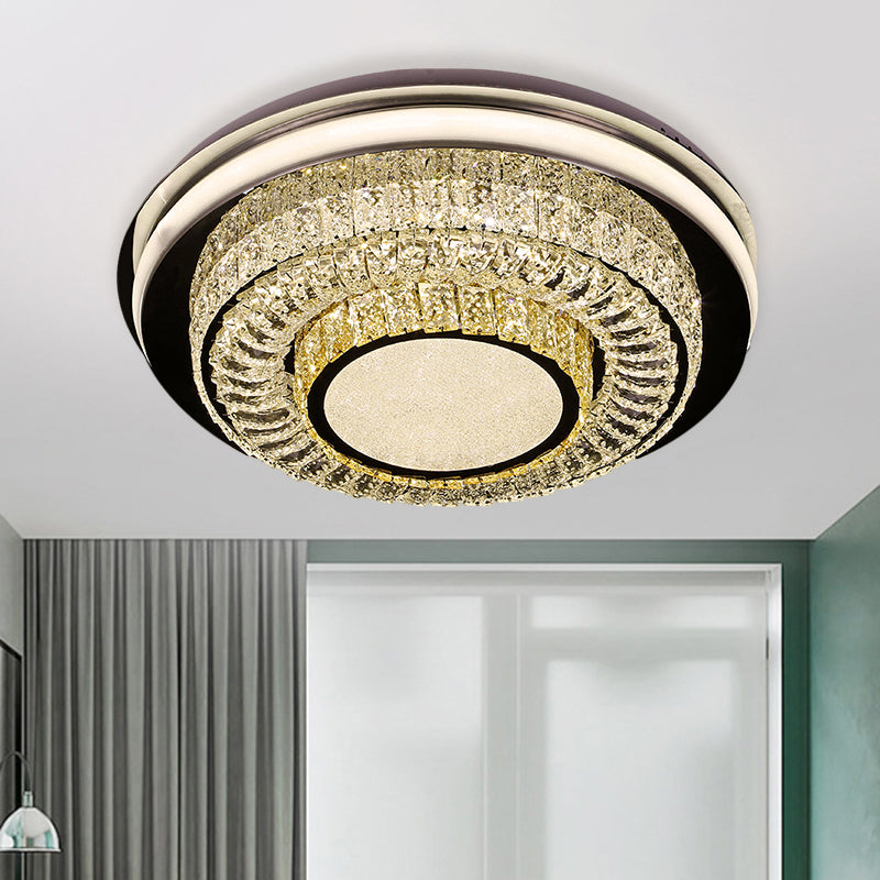 Plafonnier LED rond en cristal avec finition chromée
