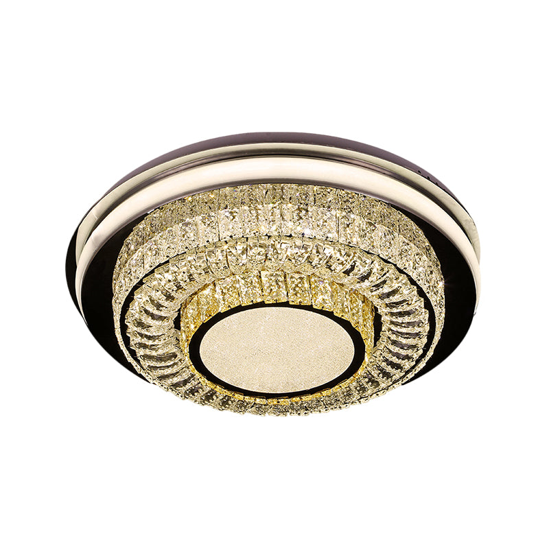 Plafonnier LED rond en cristal avec finition chromée