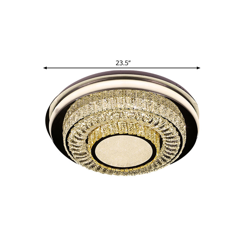 Plafonnier LED rond en cristal avec finition chromée