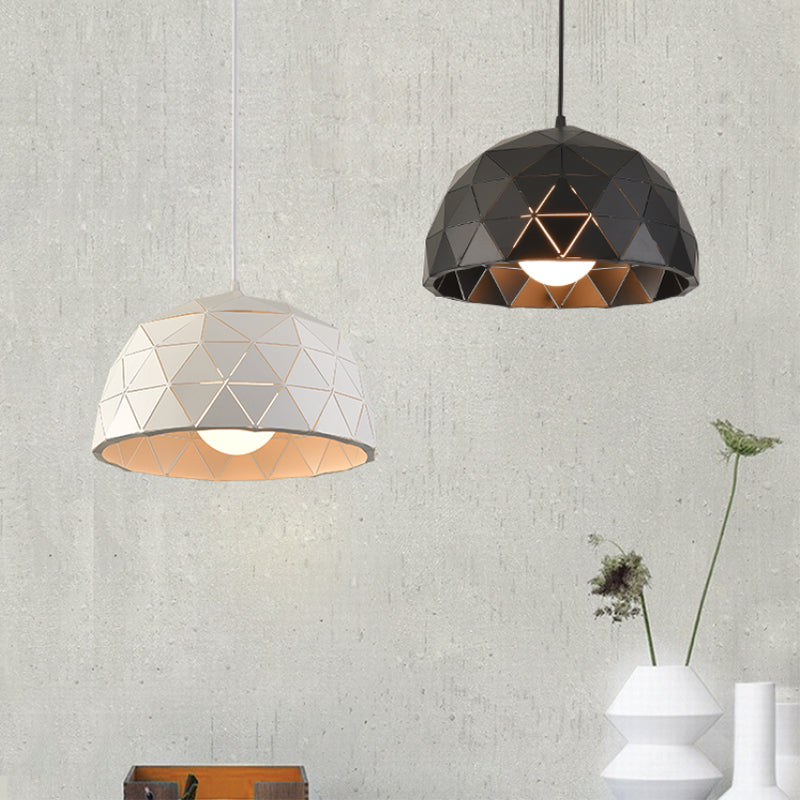 Nordic Style Domed Ceiling Light Fixture - 12"/14" - 1-Light Pendant in Black/White for Coffee Shop