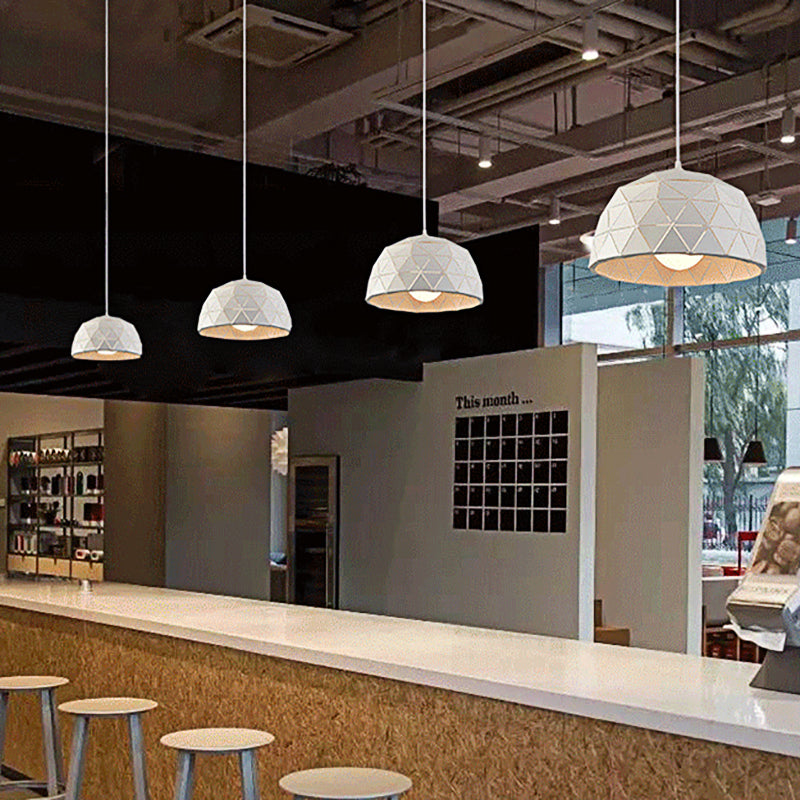 Nordic Style Domed Ceiling Light Fixture - 12"/14" - 1-Light Pendant in Black/White for Coffee Shop