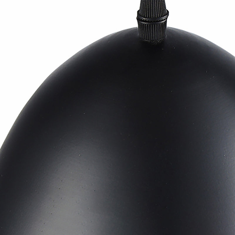 Retro Style Domed Hanging Lamp - 10/12 Inch Wide - Metallic Pendant Light Fixture in White/Black for Kitchen