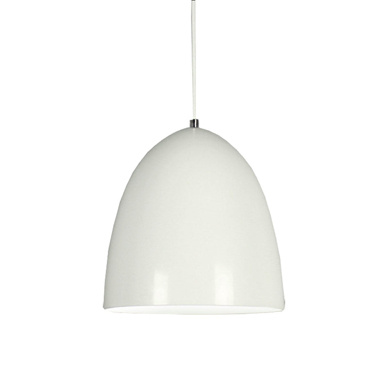 Retro Style Domed Hanging Lamp - 10/12 Inch Wide - Metallic Pendant Light Fixture in White/Black for Kitchen