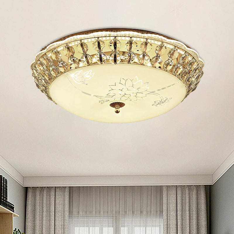 Modern Gold Dome LED Flush-Mount Crystal Light Fixture - Contemporary & Elegant Ceiling Lamp