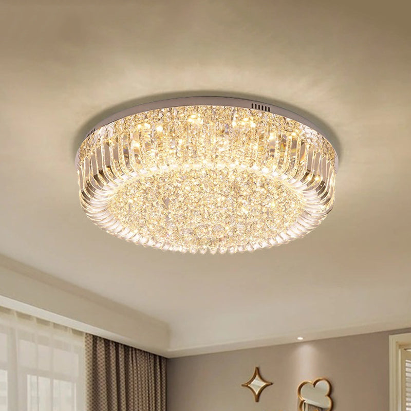 Plafonnier LED moderne doré avec cristal optique prismatique à lumière chaude/blanche - 23,5"/31,5" de large
