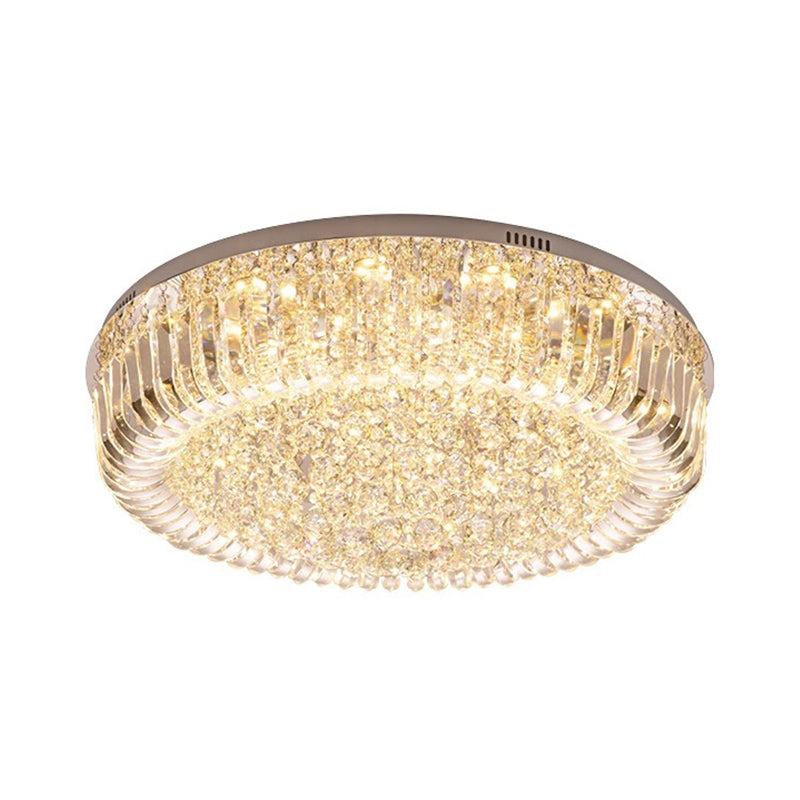 Plafonnier LED moderne doré avec cristal optique prismatique à lumière chaude/blanche - 23,5"/31,5" de large