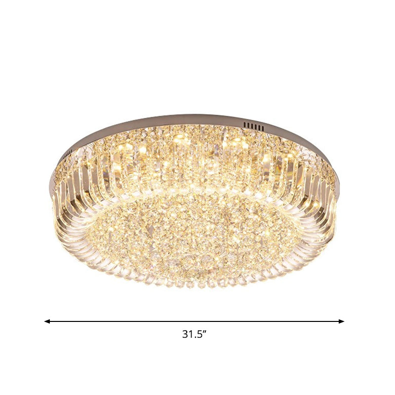 Plafonnier LED moderne doré avec cristal optique prismatique à lumière chaude/blanche - 23,5"/31,5" de large