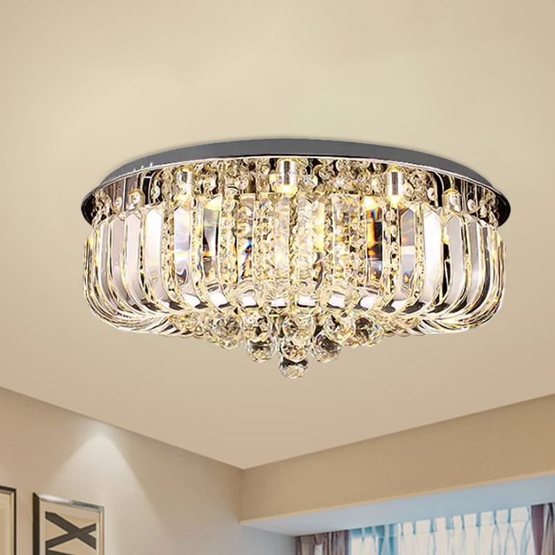 Plafonnier LED moderne doré avec cristal optique prismatique à lumière chaude/blanche - 23,5"/31,5" de large