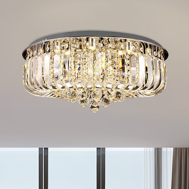 Plafonnier LED moderne doré avec cristal optique prismatique à lumière chaude/blanche - 23,5"/31,5" de large