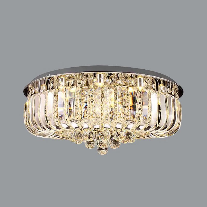 Plafonnier LED moderne doré avec cristal optique prismatique à lumière chaude/blanche - 23,5"/31,5" de large