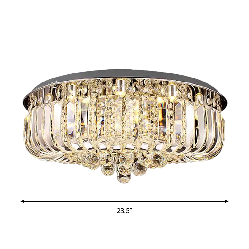 Plafonnier LED moderne doré avec cristal optique prismatique à lumière chaude/blanche - 23,5"/31,5" de large