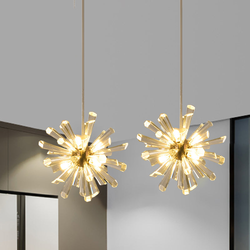 Gold Sputnik Crystal Glass Pendant Lights - 3/6 Modern Heads