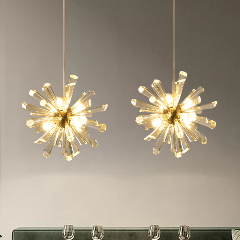 Gold Sputnik Crystal Glass Pendant Lights - 3/6 Modern Heads