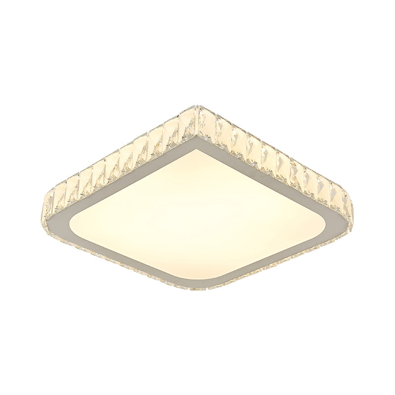 16"/19.5" Crystal Flushmount LED Ceiling Light - Minimalist Square Design, White