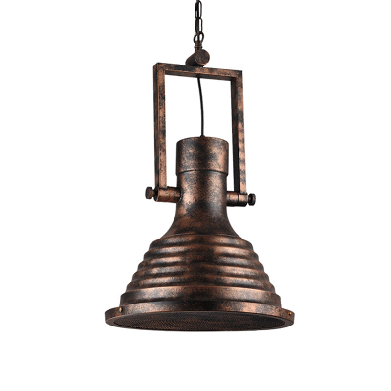 Industrial Metallic Cone Pendant Lamp - Bronze/Rust/Chrome Finish 14/16 Width