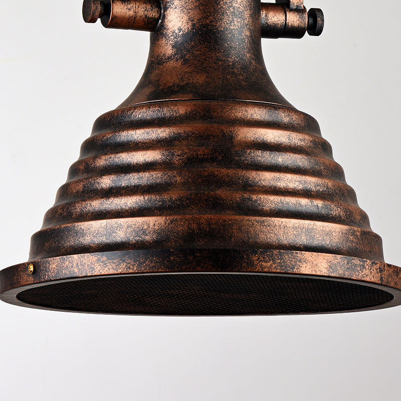 Industrial Metallic Cone Pendant Lamp - Bronze/Rust/Chrome Finish 14/16 Width