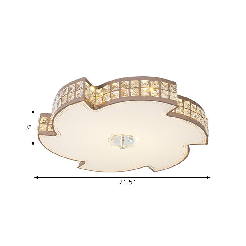 Modern Champagne LED Ceiling Light with Square-Cut Crystals, 16.5"/21.5" Width