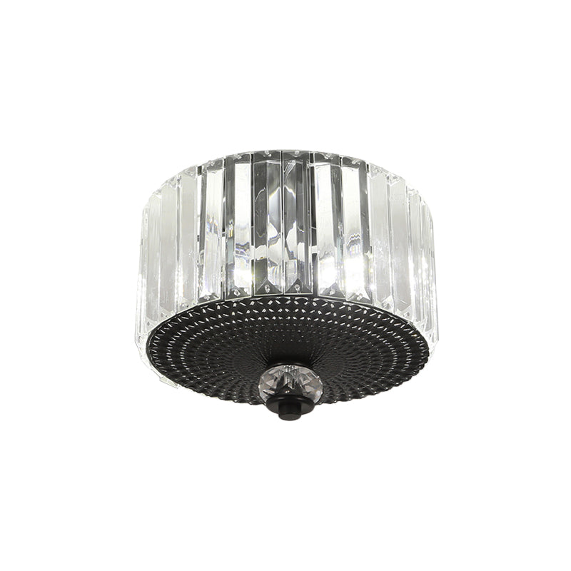 Plafonnier encastré noir moderne avec deux têtes et abat-jour en cristal transparent pour couloirs