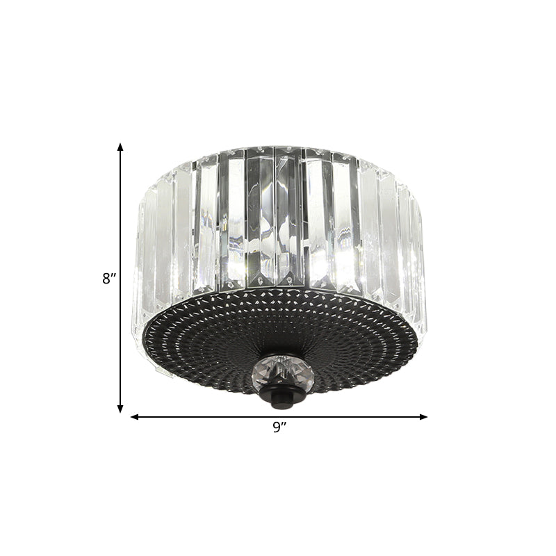 Plafonnier encastré noir moderne avec deux têtes et abat-jour en cristal transparent pour couloirs