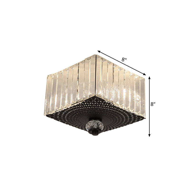 Plafonnier encastré noir moderne avec deux têtes et abat-jour en cristal transparent pour couloirs