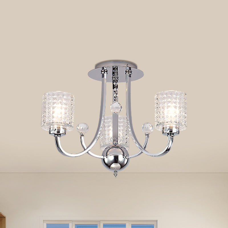 Modern Swirling Arm Chrome Ceiling Fixture with Crystal Shades (3/4/6 Bulbs)