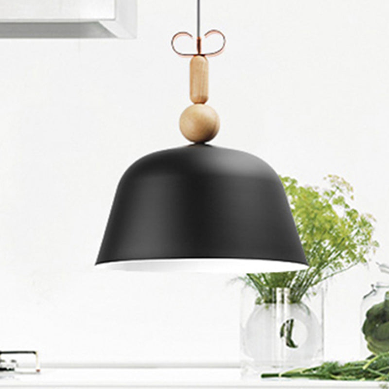 Suspension en forme de cloche de style nordique - 12"/16" de large | Lampe suspendue monochrome à une seule lumière en métal pour îlot de cuisine