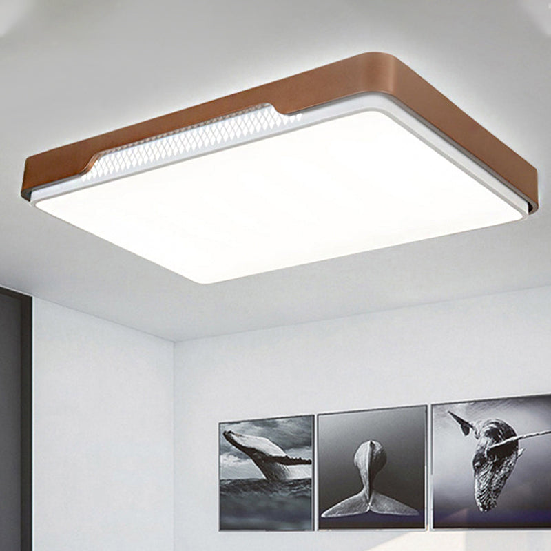 Modern Acrylic Flush Mount Light Fixture - Brown, Rectangular, 20.5"/36.5"/45", Warm/White Light