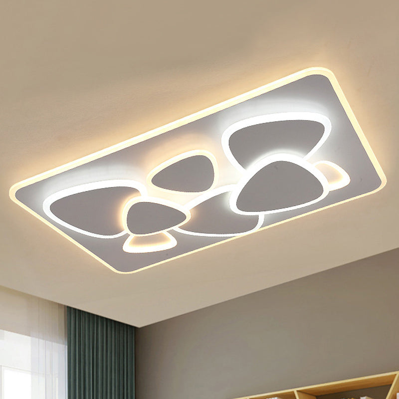 Modern Grey Flush Mount LED Ceiling Light with Overlapping Design in White/Warm Light - 19.5"/38" Wide