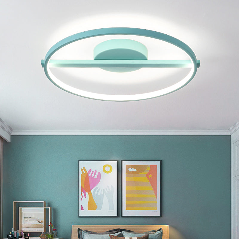 Modern Acrylic Ring Flush Mount Ceiling Light in Black/White/Blue for Living Room - Warm/White Options, 12.5"/16.5"/20.5" Diameter