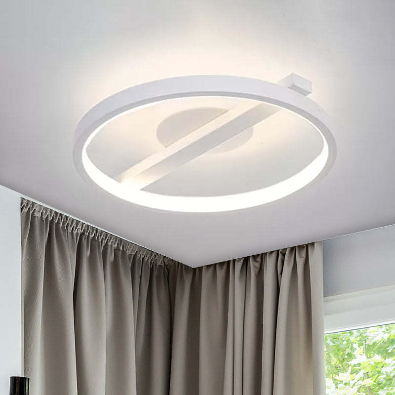 Modern Acrylic Ring Flush Mount Ceiling Light in Black/White/Blue for Living Room - Warm/White Options, 12.5"/16.5"/20.5" Diameter