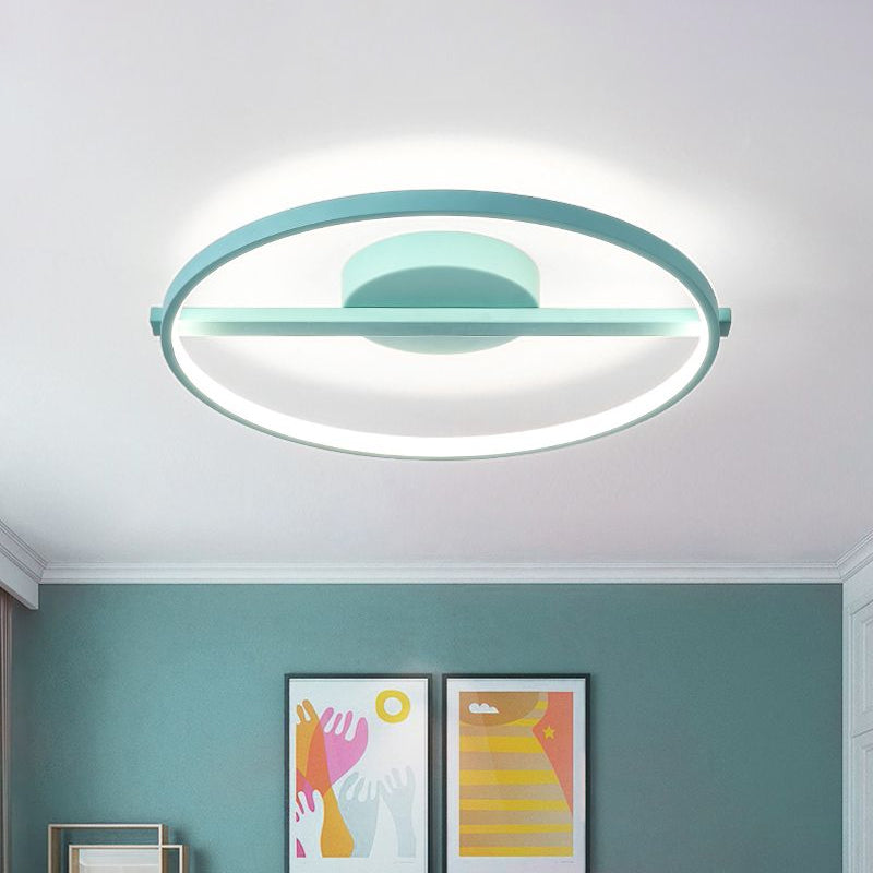 Modern Acrylic Ring Flush Mount Ceiling Light in Black/White/Blue for Living Room - Warm/White Options, 12.5"/16.5"/20.5" Diameter