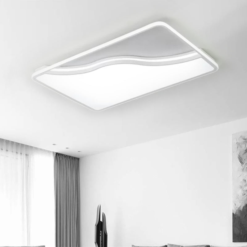 Modern LED Ceiling Light Fixture for Bedroom - Simple Acrylic Design - Black/White - 16"/19.5"/35.5" W - Warm/White