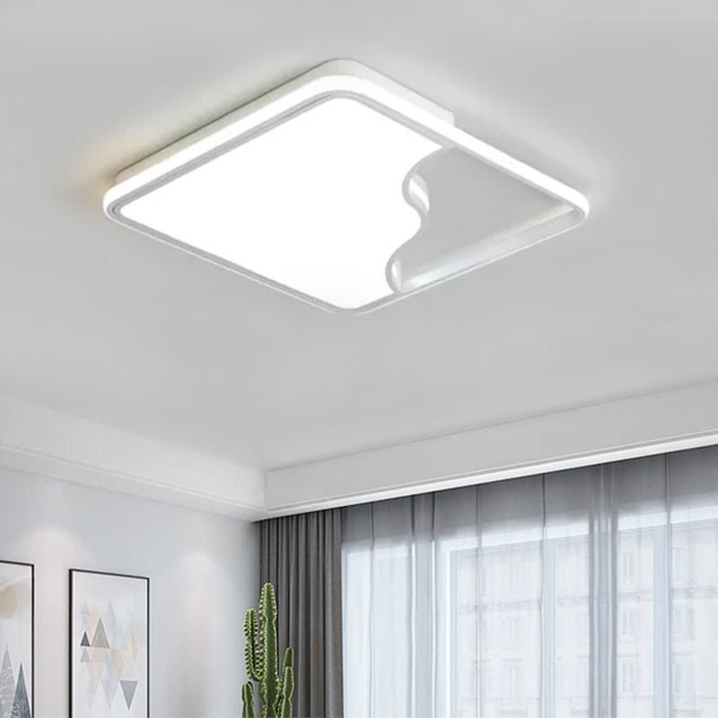 Modern LED Ceiling Light Fixture for Bedroom - Simple Acrylic Design - Black/White - 16"/19.5"/35.5" W - Warm/White