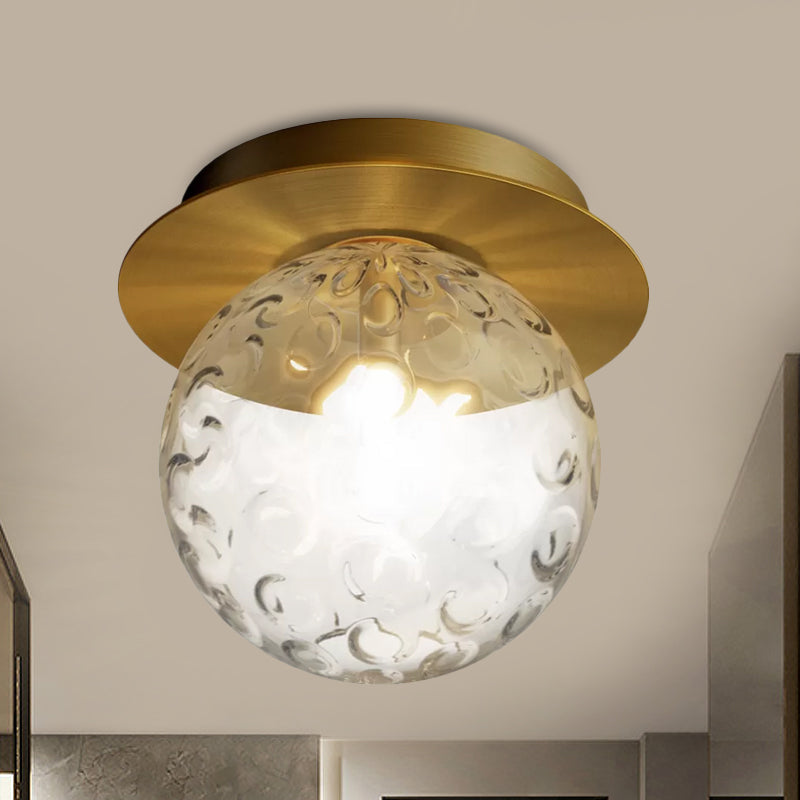 Modern Water Glass Globe Flush Pendant Light - Clear Indoor Ceiling Flush Mount with 1 Bulb