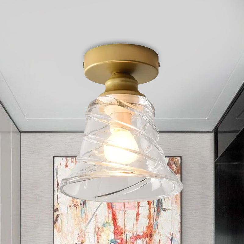 Lampe à encastrer contemporaine en verre Cyclone avec abat-jour en cloche transparent