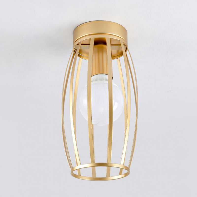 Nordic Metal Ceiling Mount Lamp | Oval Flush Mount Light | 1 Light | Corridor Lighting - Black/Pink/Yellow/Blue/Green/Gold