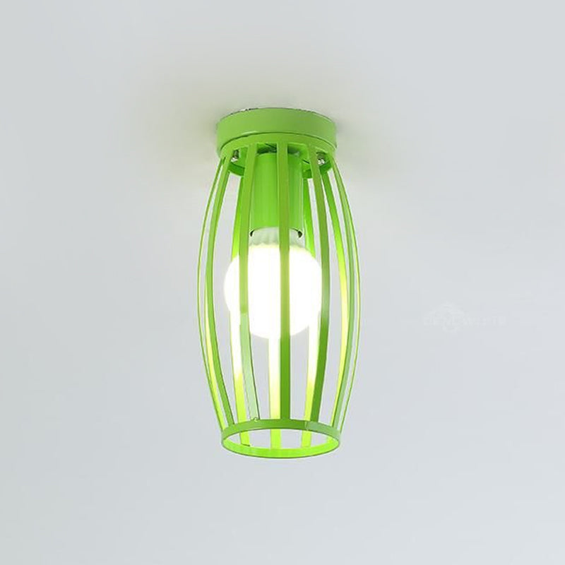 Nordic Metal Ceiling Mount Lamp | Oval Flush Mount Light | 1 Light | Corridor Lighting - Black/Pink/Yellow/Blue/Green/Gold