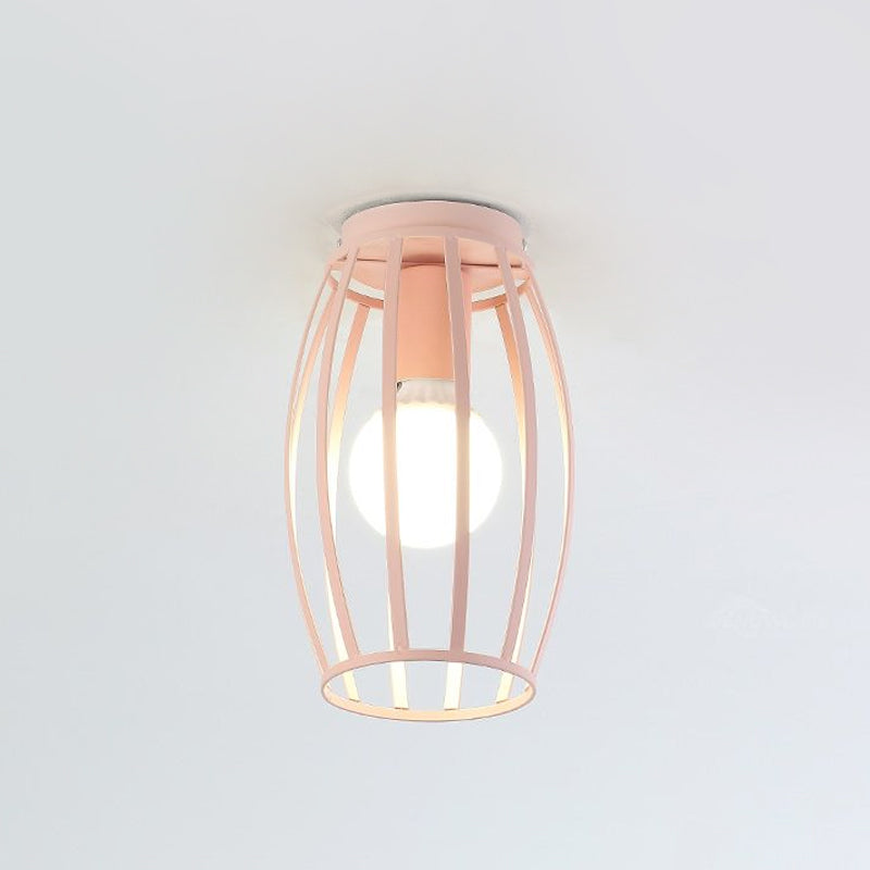 Nordic Metal Ceiling Mount Lamp | Oval Flush Mount Light | 1 Light | Corridor Lighting - Black/Pink/Yellow/Blue/Green/Gold