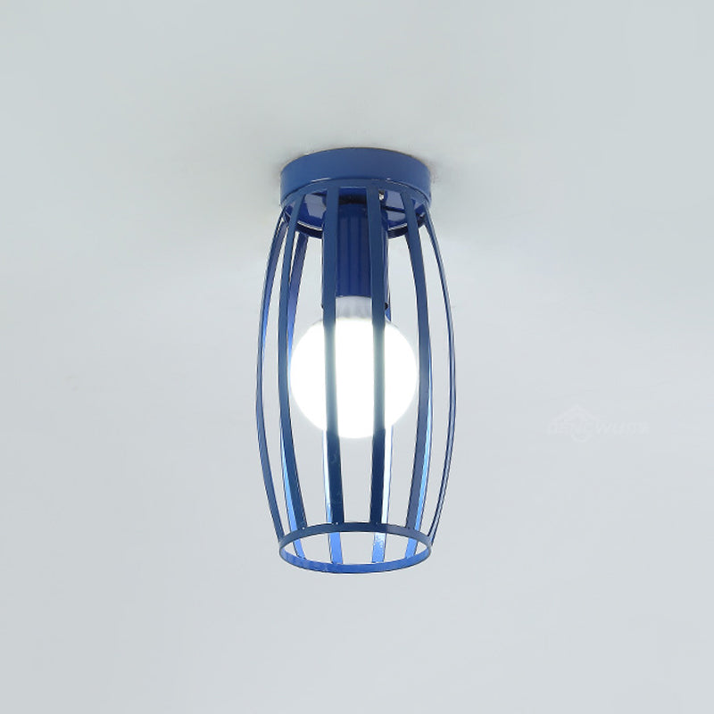 Nordic Metal Ceiling Mount Lamp | Oval Flush Mount Light | 1 Light | Corridor Lighting - Black/Pink/Yellow/Blue/Green/Gold