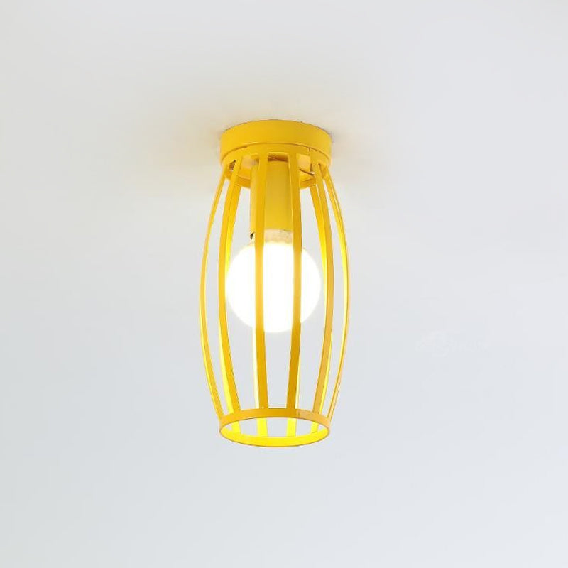Nordic Metal Ceiling Mount Lamp | Oval Flush Mount Light | 1 Light | Corridor Lighting - Black/Pink/Yellow/Blue/Green/Gold