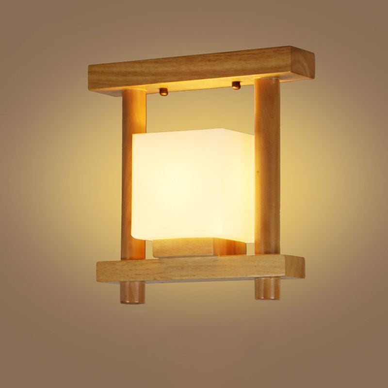 Frosted Glass Ceiling Flush Light - Contemporary Semi Flushmount Lamp for Staircase Wood Décor