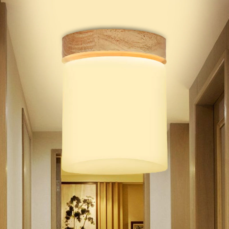 Frosted Glass Geometric Flush Mount Light - Nordic Style Ceiling Fixture for Corridor in White