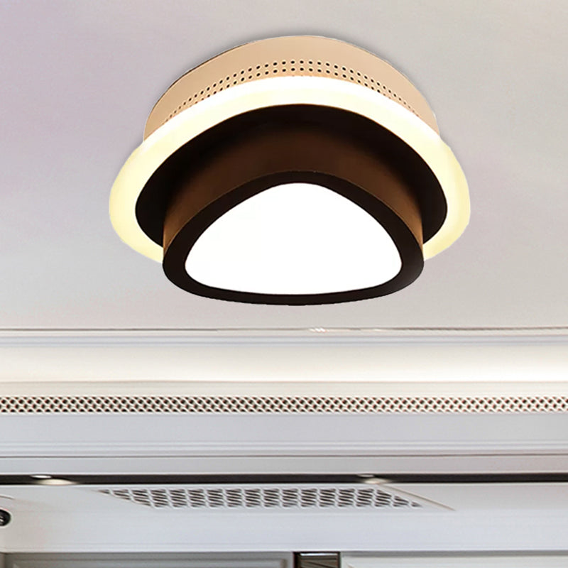 Modern LED Flush Ceiling Lamp in Black/White - Round, Square, or Triangle Acrylic Design for Corridor and Foyer