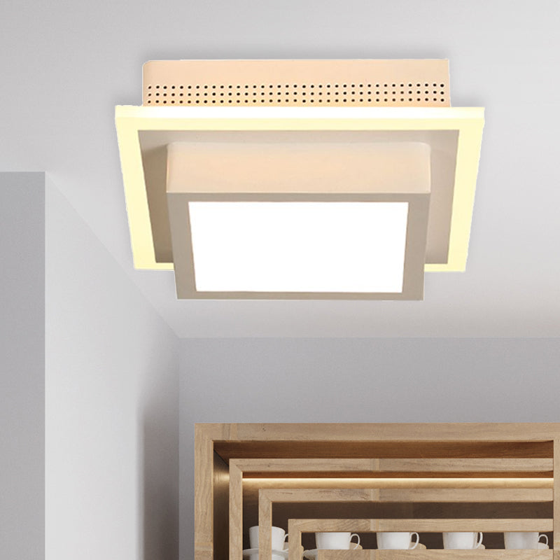 Modern LED Flush Ceiling Lamp in Black/White - Round, Square, or Triangle Acrylic Design for Corridor and Foyer